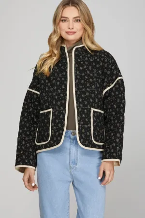 Izzy Quilted Floral Black Jacket FINAL SALE