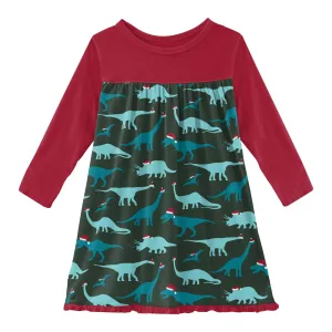 KicKee Pants Santa Dinos Classic L/S Swing Dress