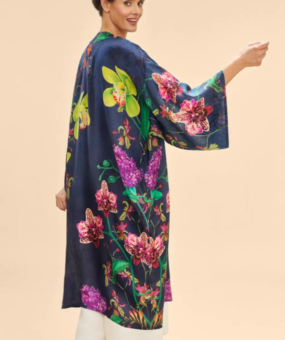 Kimono Gown - Exotic Evening in Ink