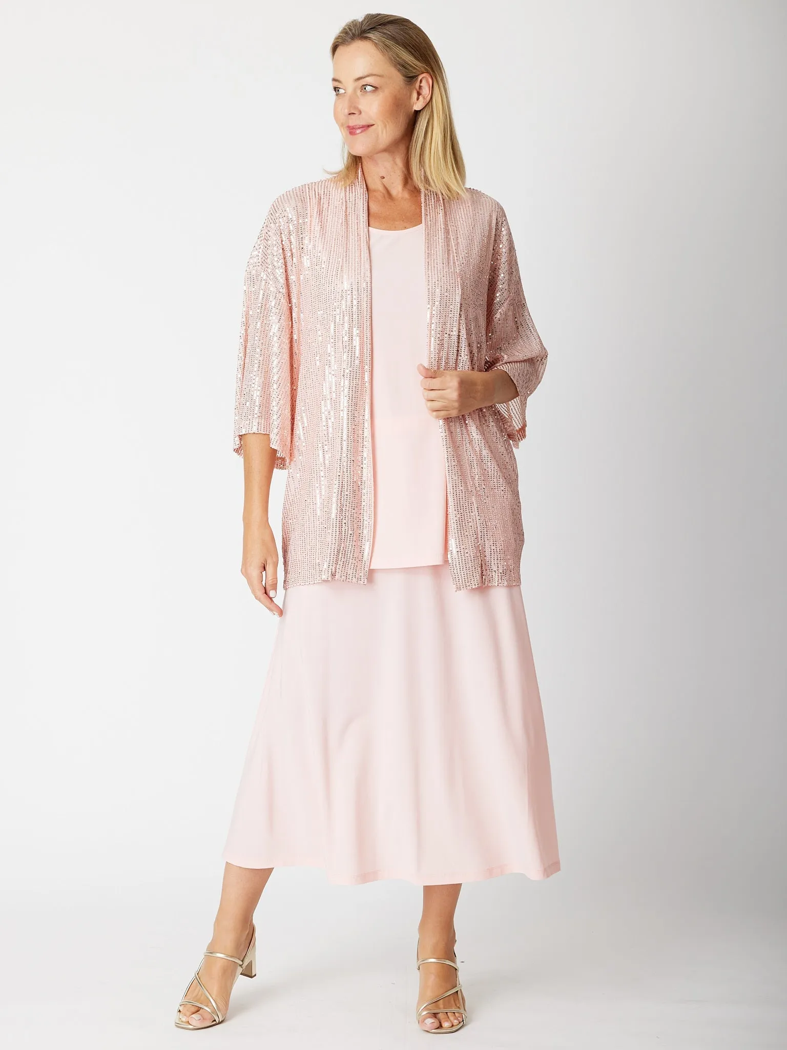 Kimono Sparkle Tonight Jacket- Blush -30564