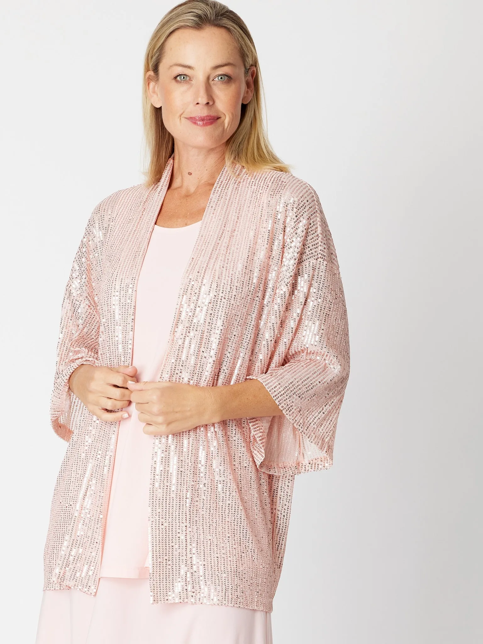 Kimono Sparkle Tonight Jacket- Blush -30564