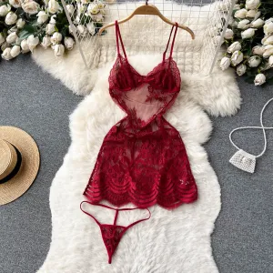 Lace Embroidered Hollowed Slip Dress