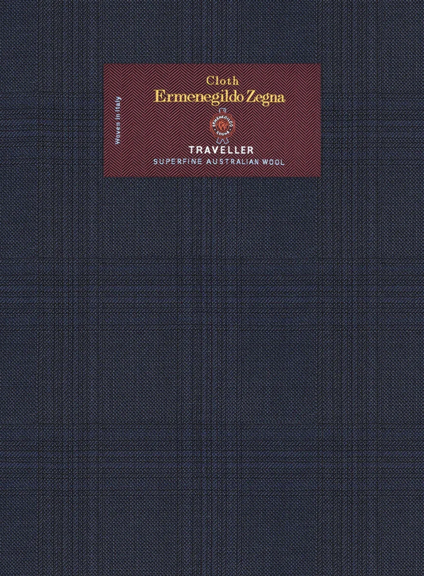 Lanificio Zegna Traveller Isai Blue Checks Wool Jacket