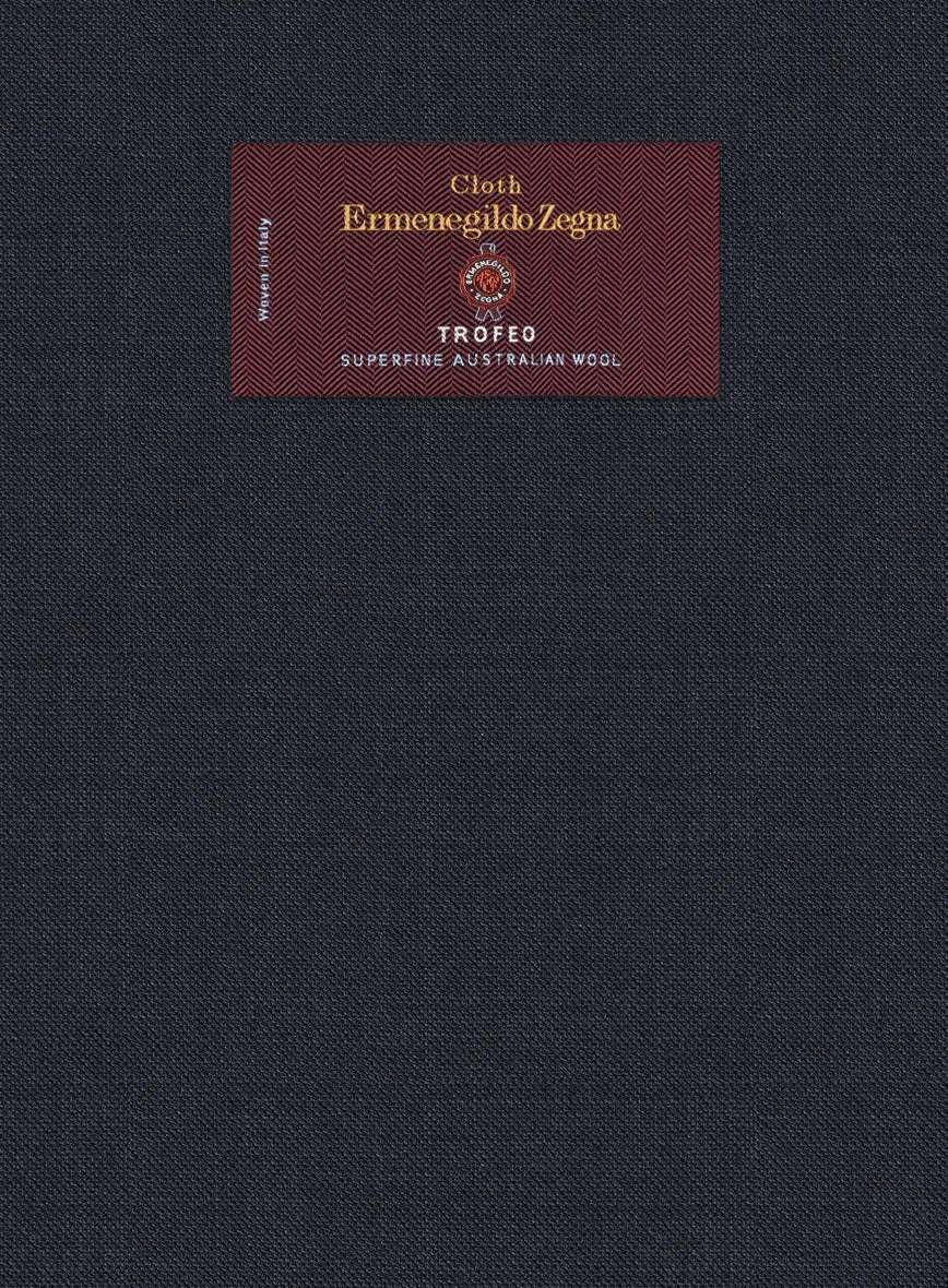 Lanificio Zegna Trofeo Sharkskin Navy Blue Wool Jacket