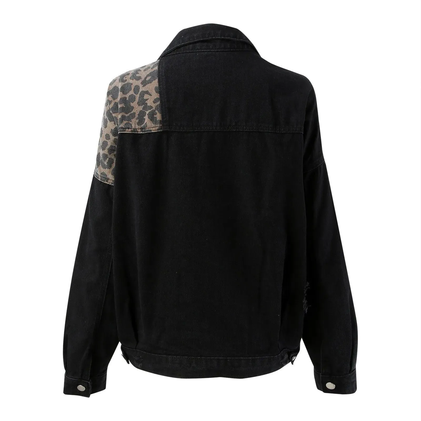 Leopard Print Patchwork Jean Jacket