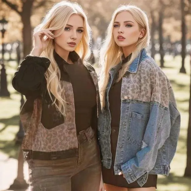 Leopard Print Patchwork Jean Jacket