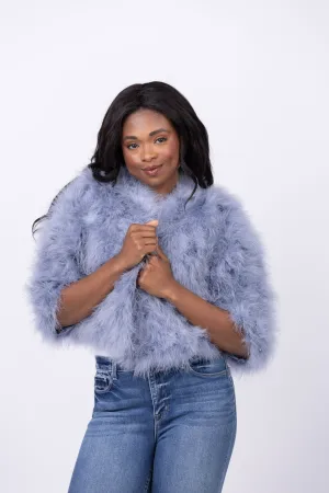 Linda Richards Feather Bolero Jacket in Blue