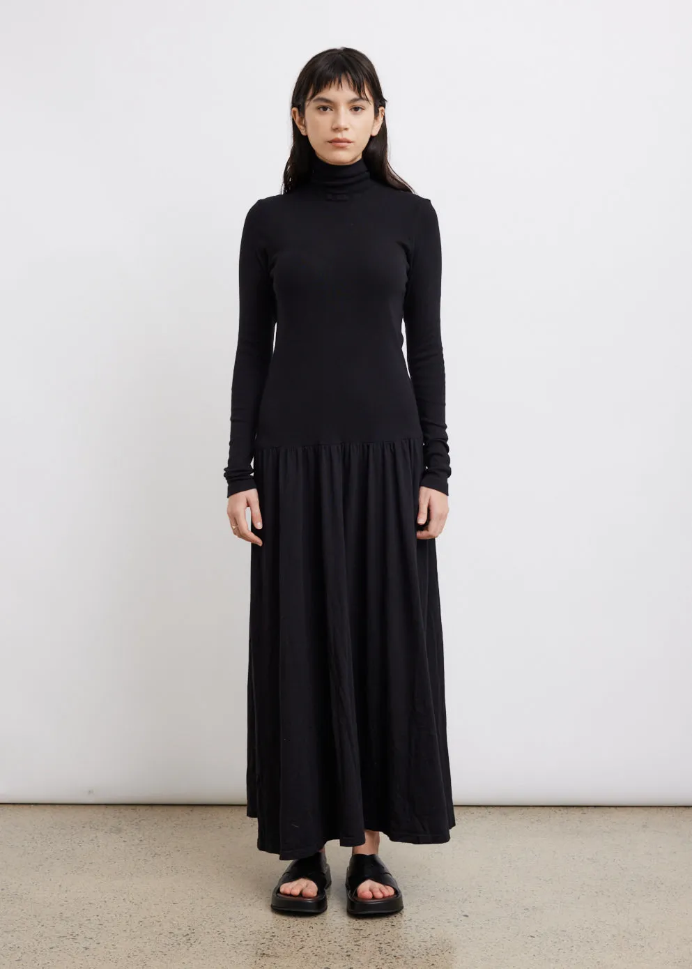 Long-Sleeve Funnel Neck Dress