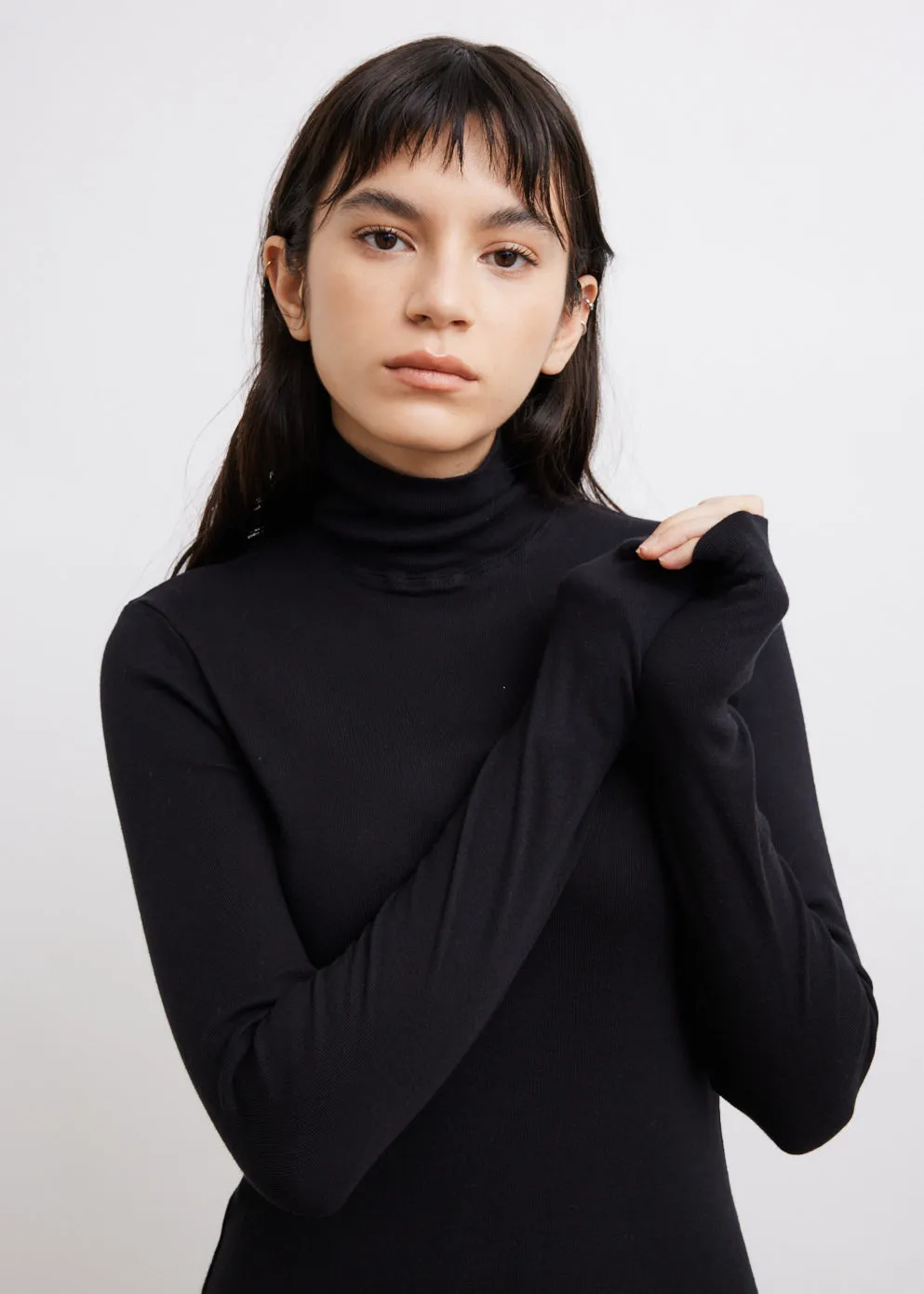 Long-Sleeve Funnel Neck Dress