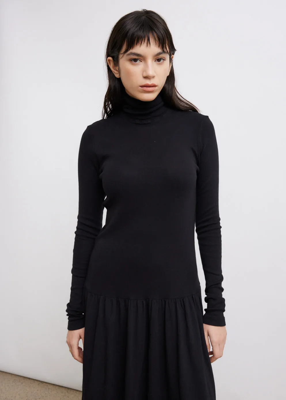 Long-Sleeve Funnel Neck Dress