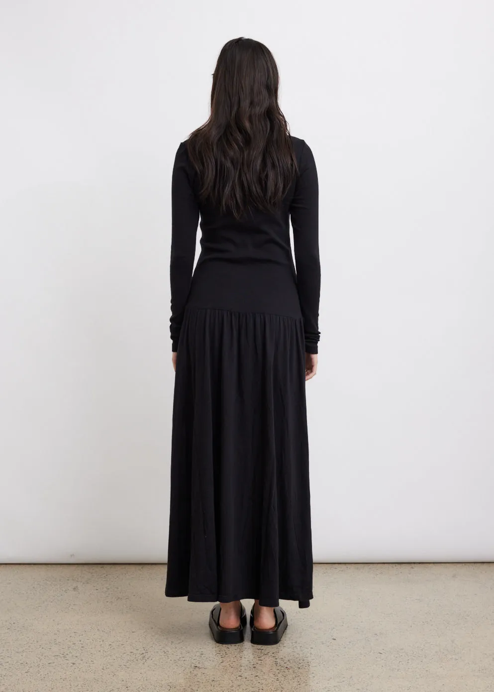 Long-Sleeve Funnel Neck Dress