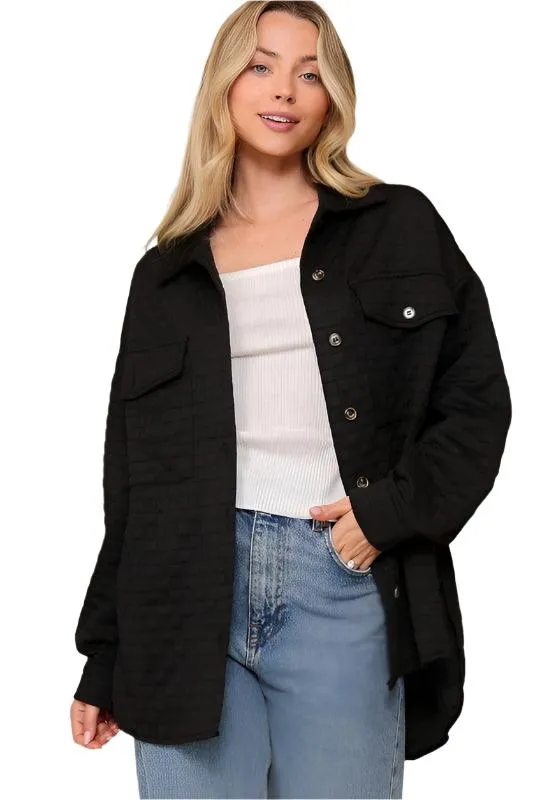 Long Sleeve Quilted Button Down Jacket