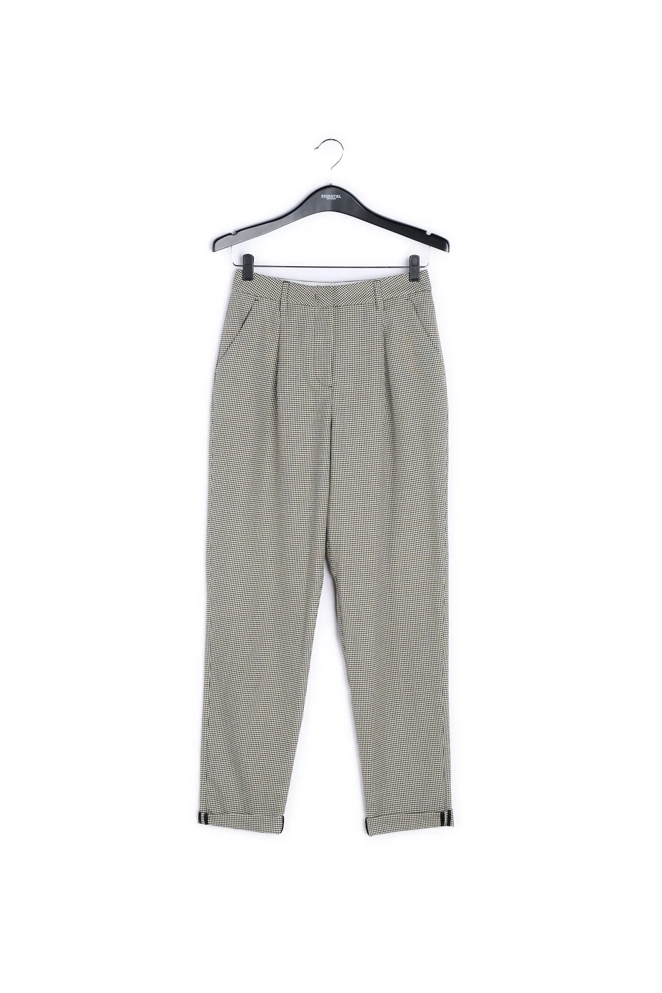 Loose-fit houndstooth high-waist pants