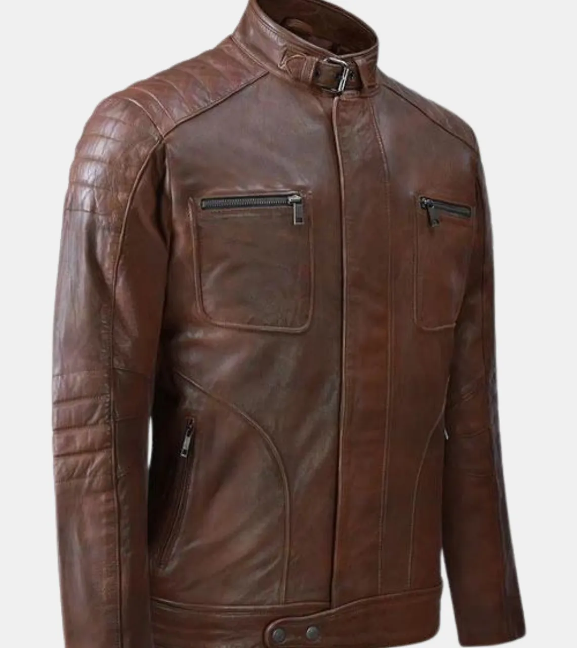 Lorenzo Men's Bronze Quilted Leather Jacket