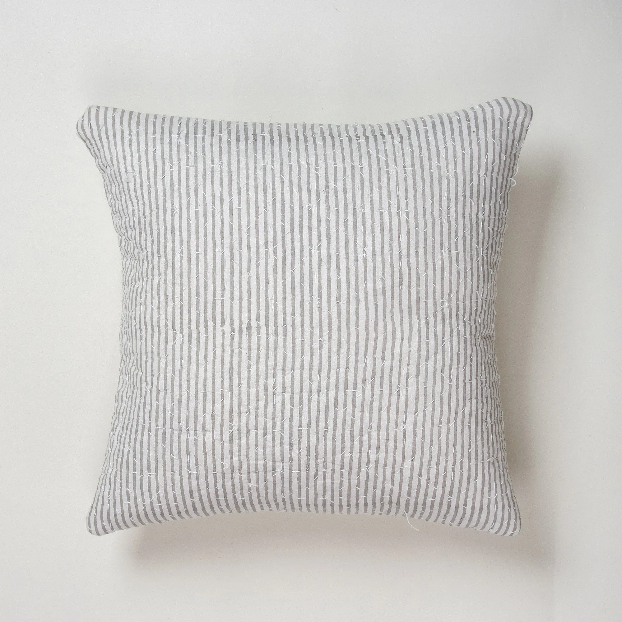 Luxury Grey Stripes Printed Cotton Cushion Cover