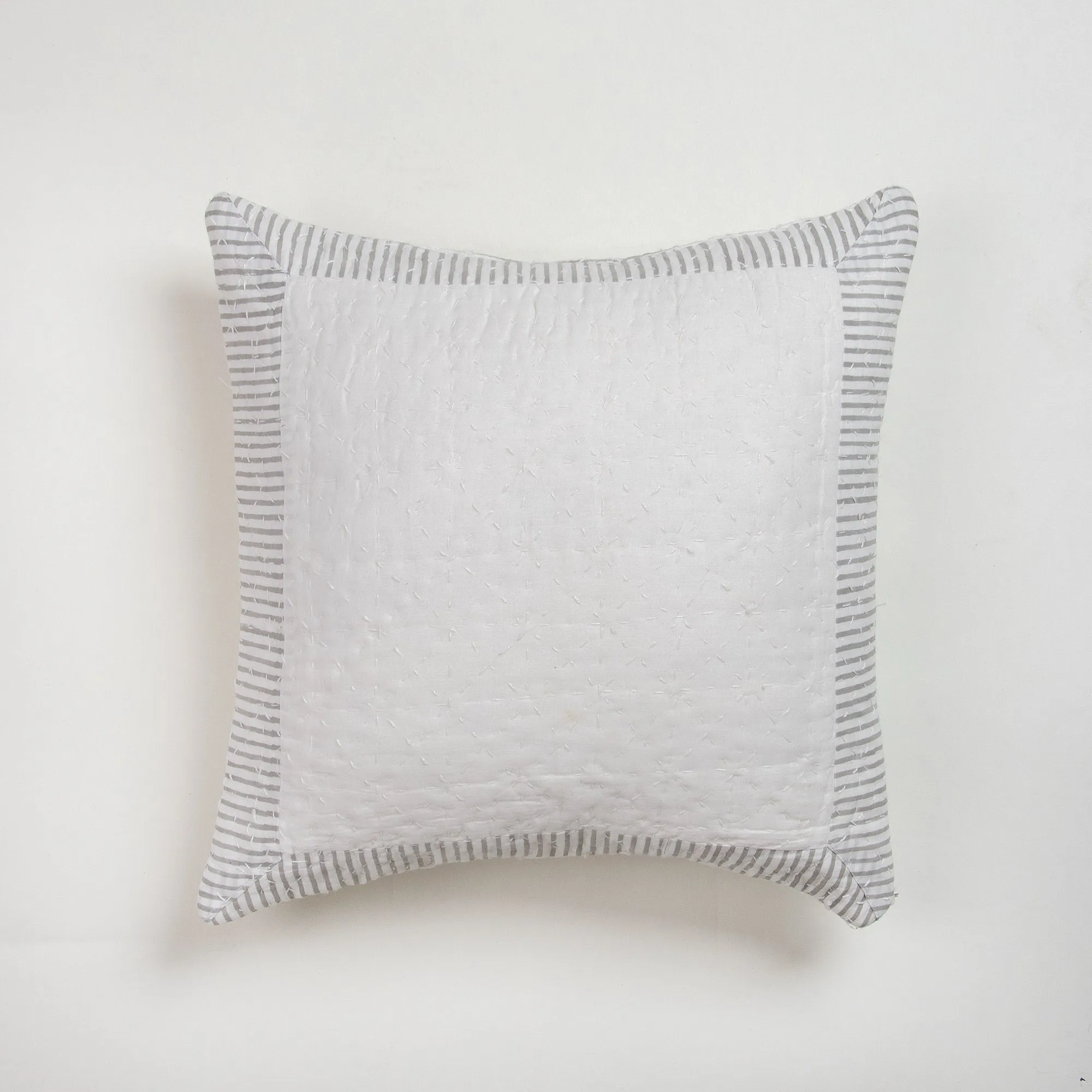 Luxury Grey Stripes Printed Cotton Cushion Cover