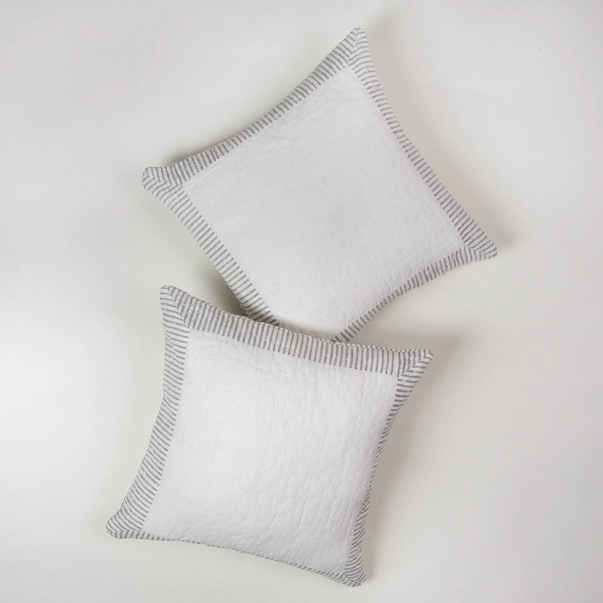 Luxury Grey Stripes Printed Cotton Cushion Cover