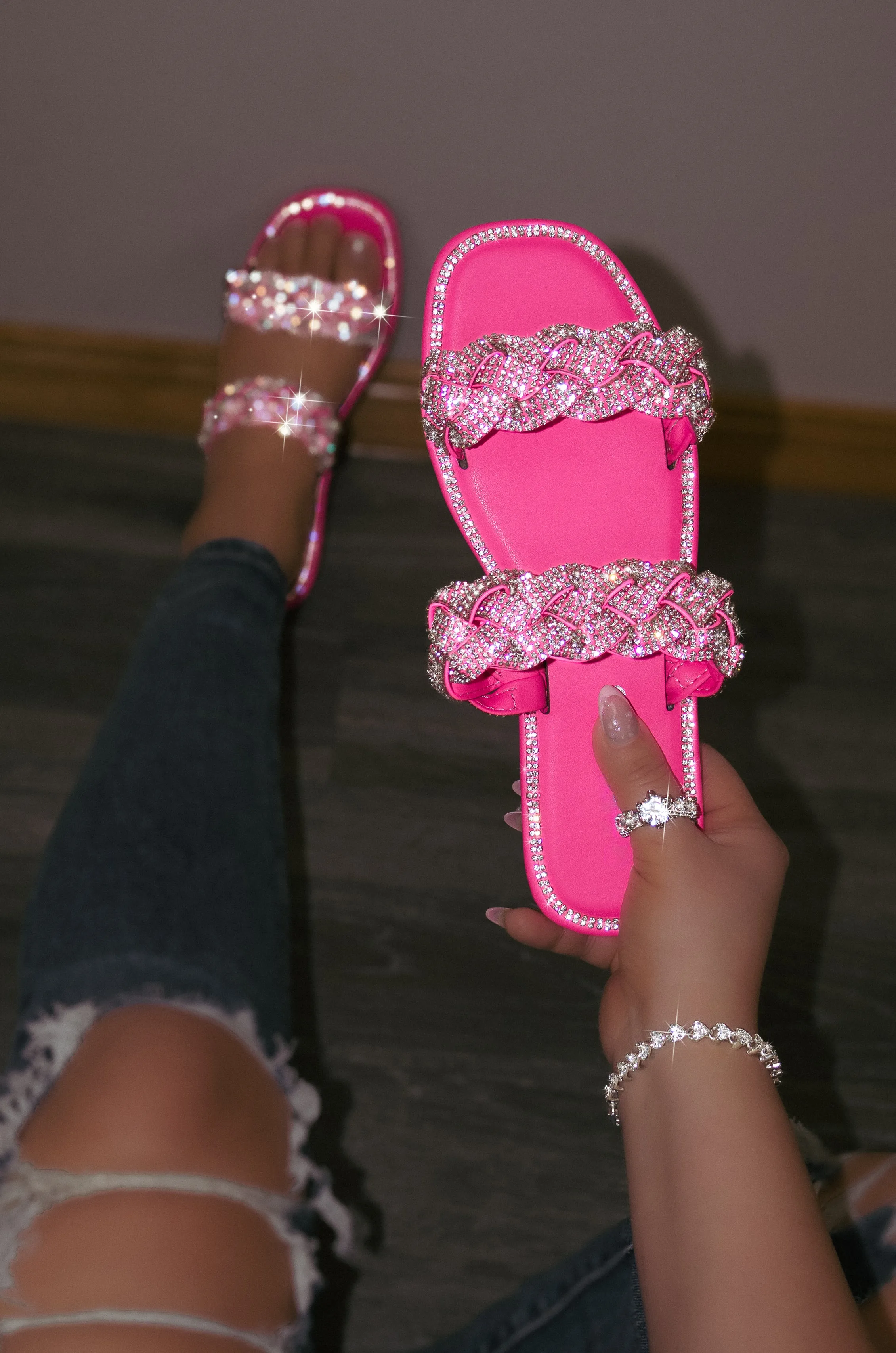 Maddy - Double Embellished Strap Sandals