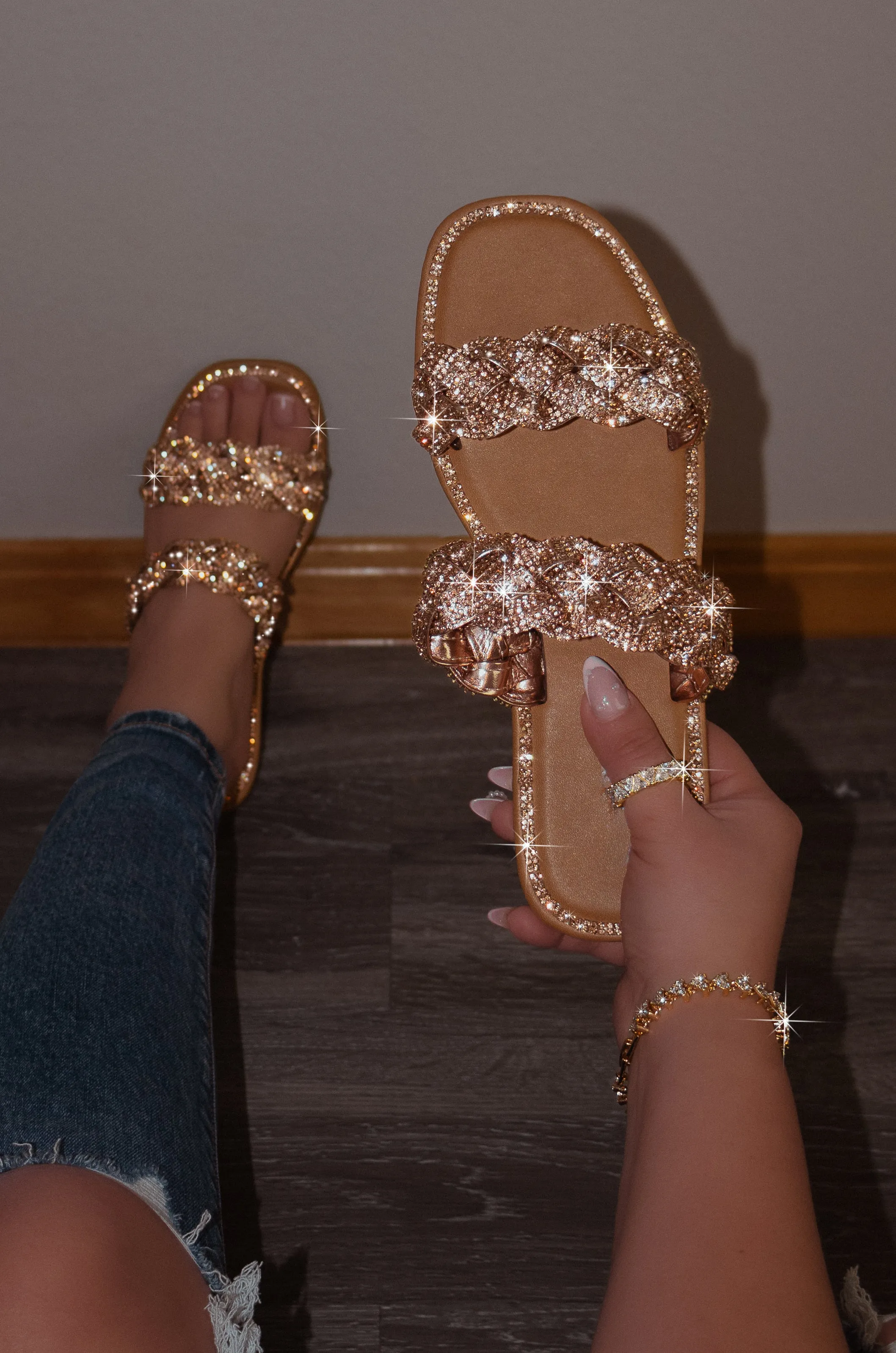 Maddy - Double Embellished Strap Sandals