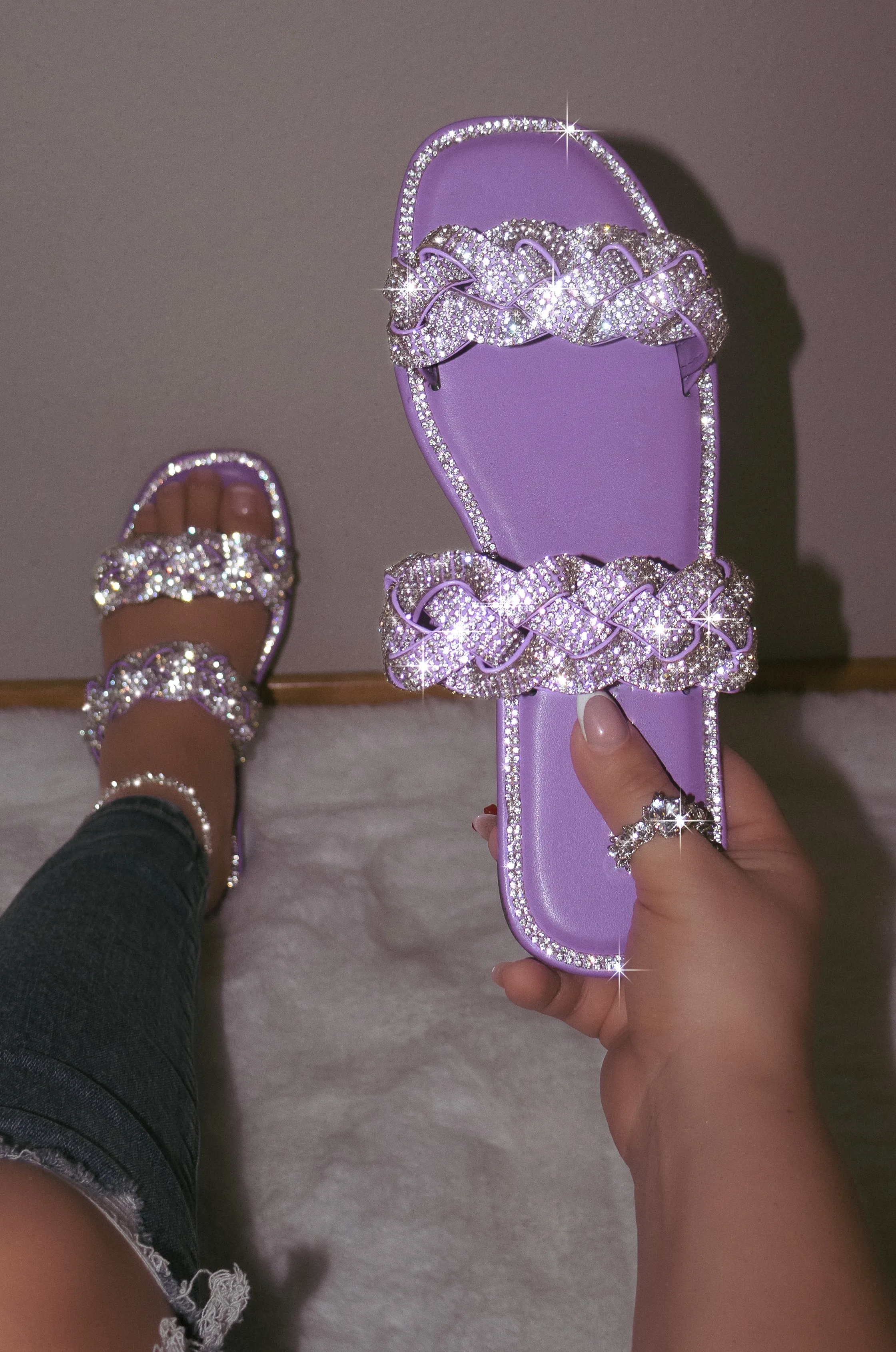 Maddy - Double Embellished Strap Sandals