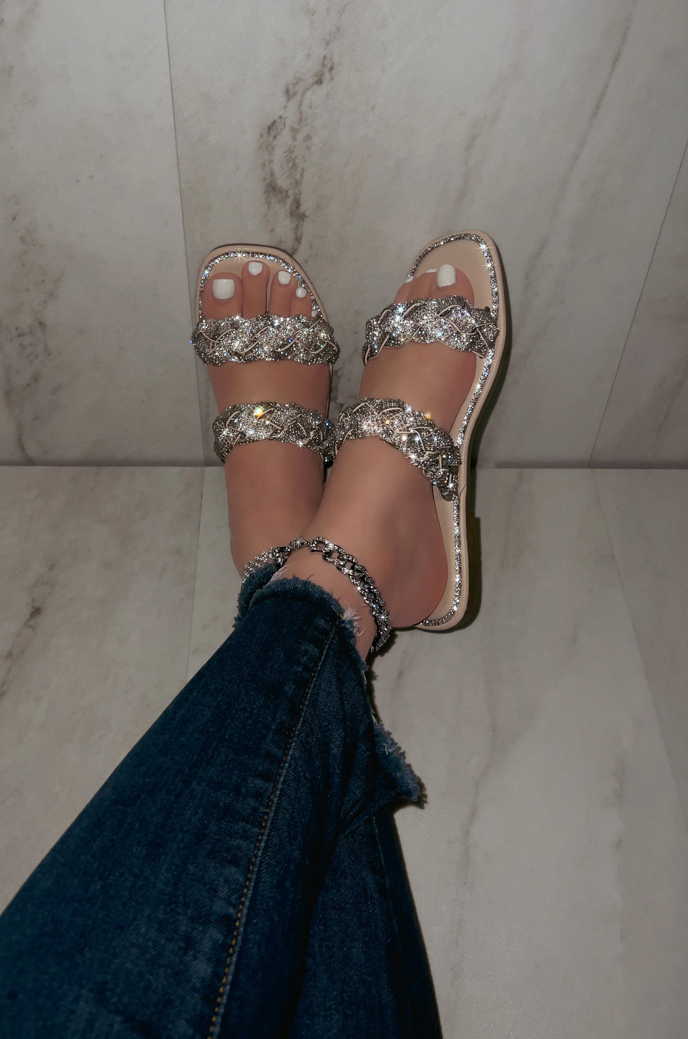Maddy - Double Embellished Strap Sandals