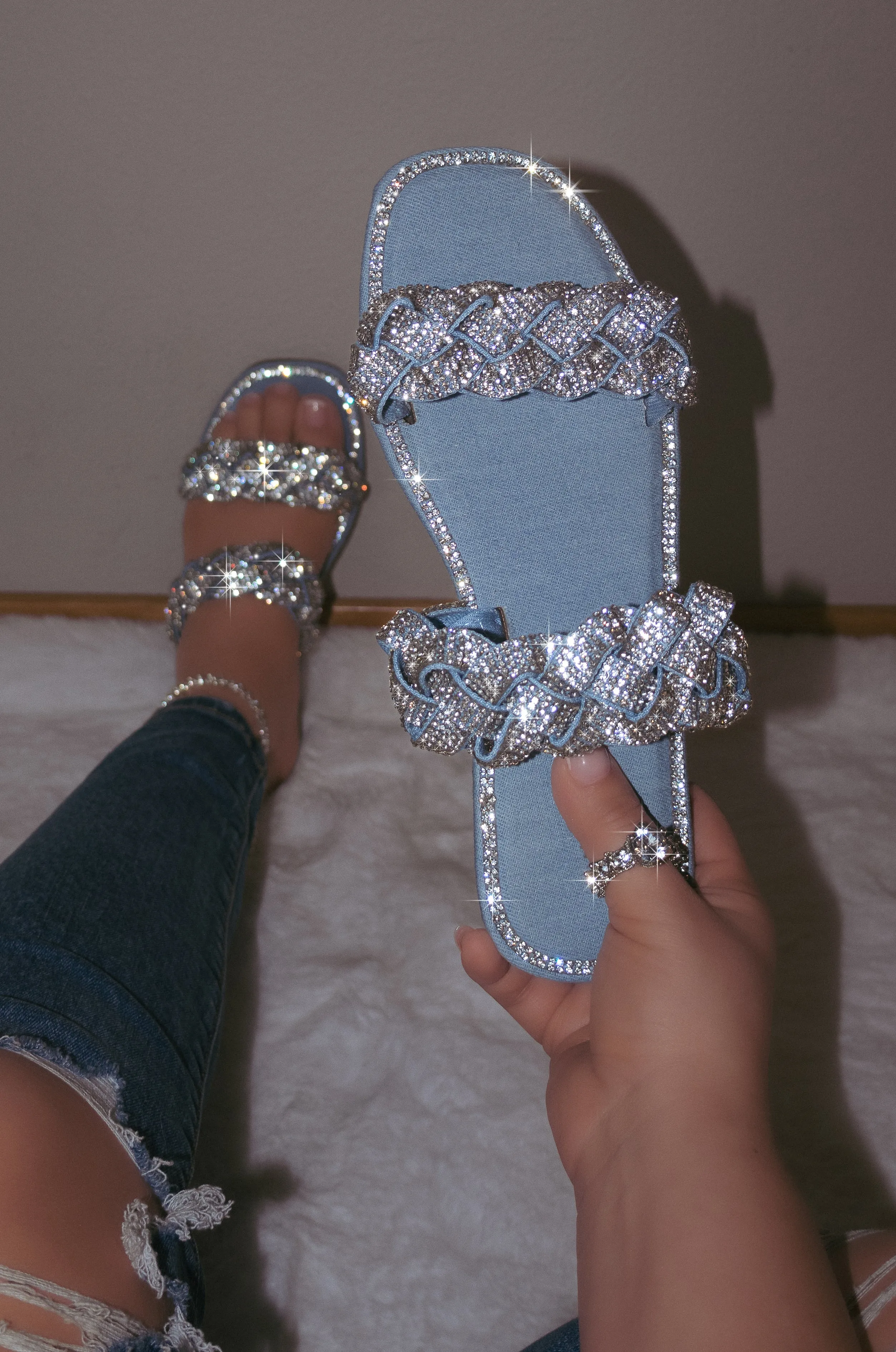 Maddy - Double Embellished Strap Sandals