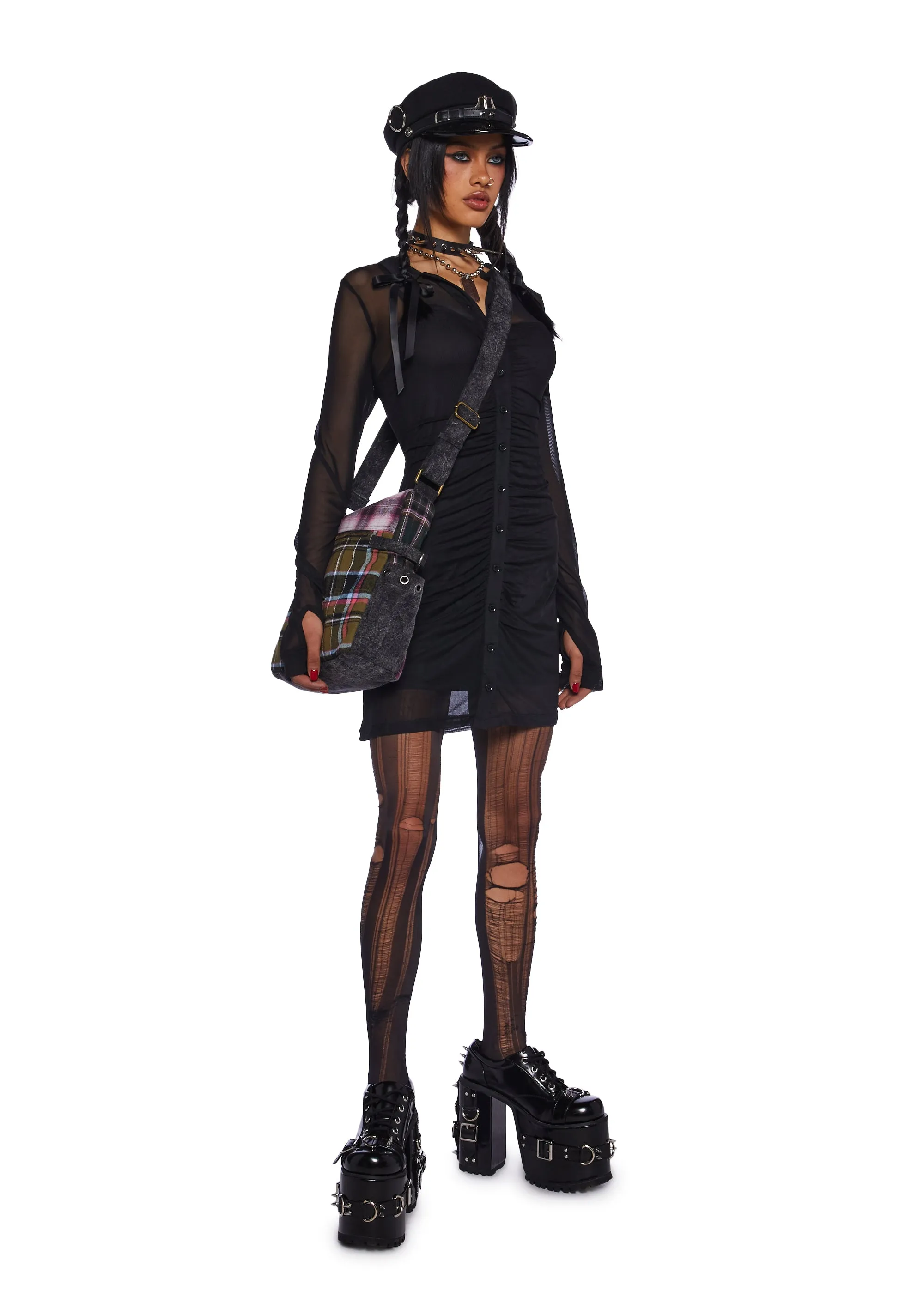 Make Me An Offer Mesh Button Down Dress