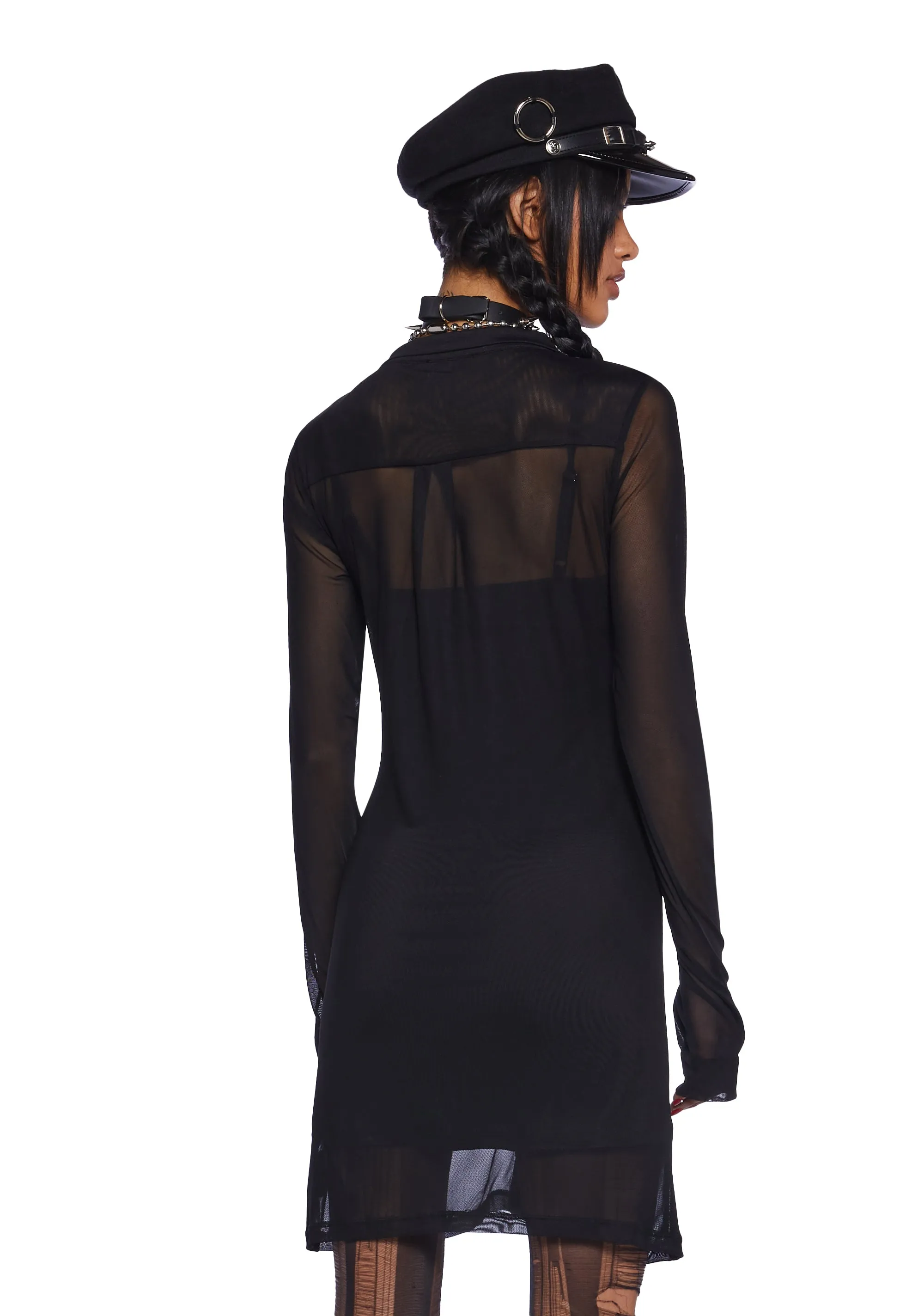 Make Me An Offer Mesh Button Down Dress
