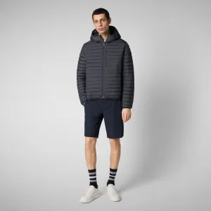 Man's  hooded animal free puffer jacket cael in grey black