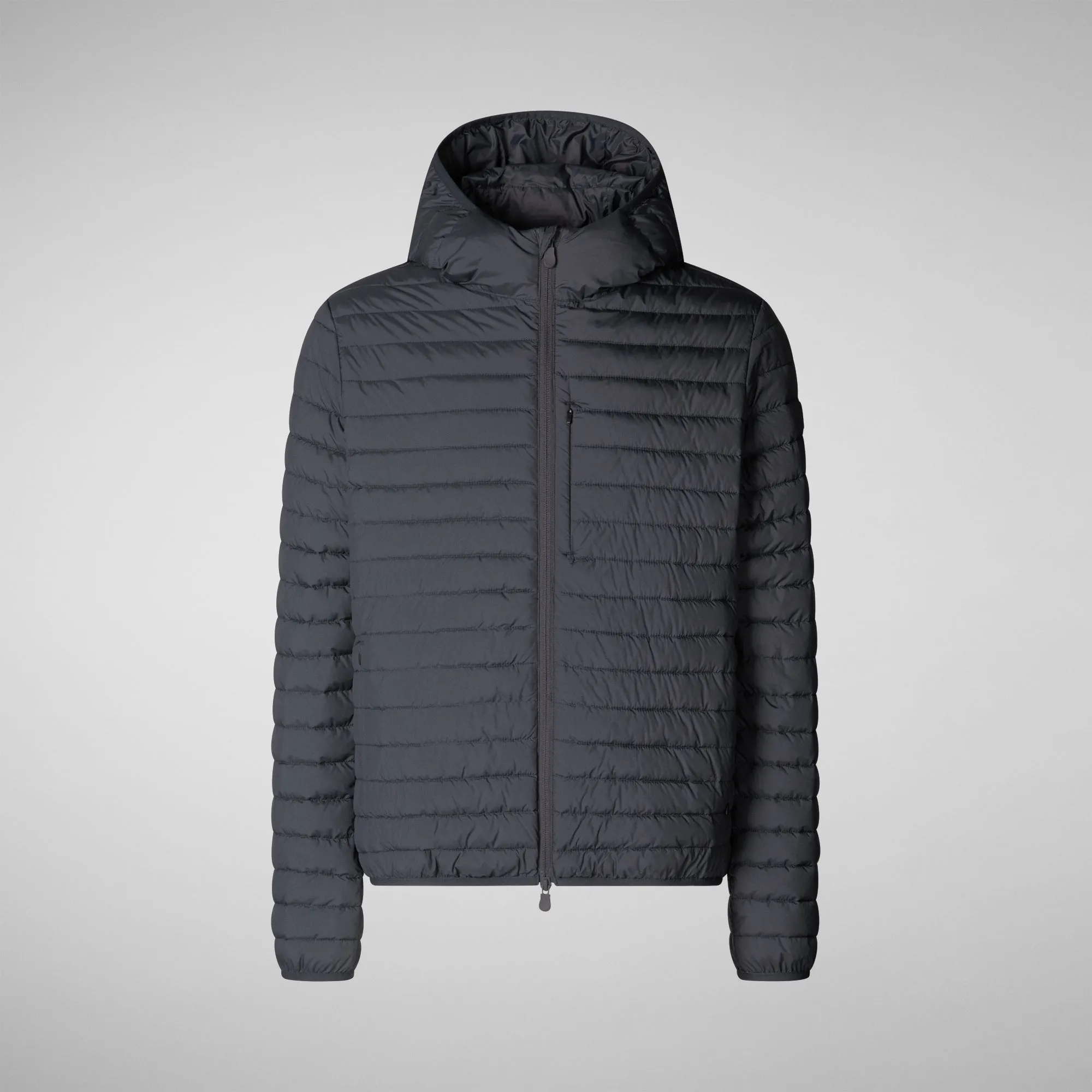 Man's  hooded animal free puffer jacket cael in grey black