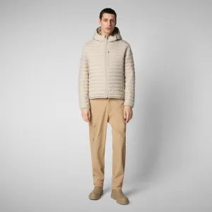 Man's  hooded animal free puffer jacket cael in rainy beige
