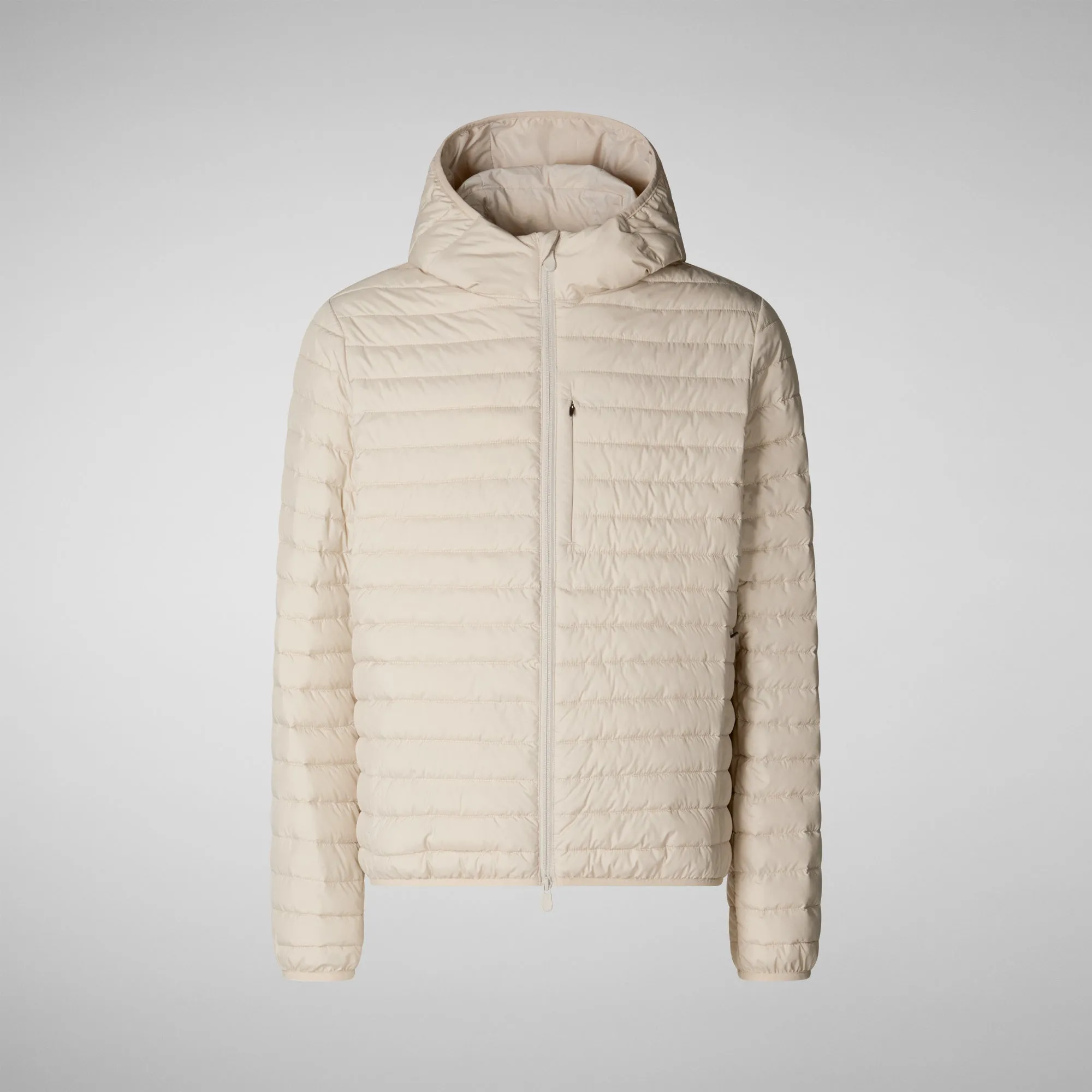 Man's  hooded animal free puffer jacket cael in rainy beige