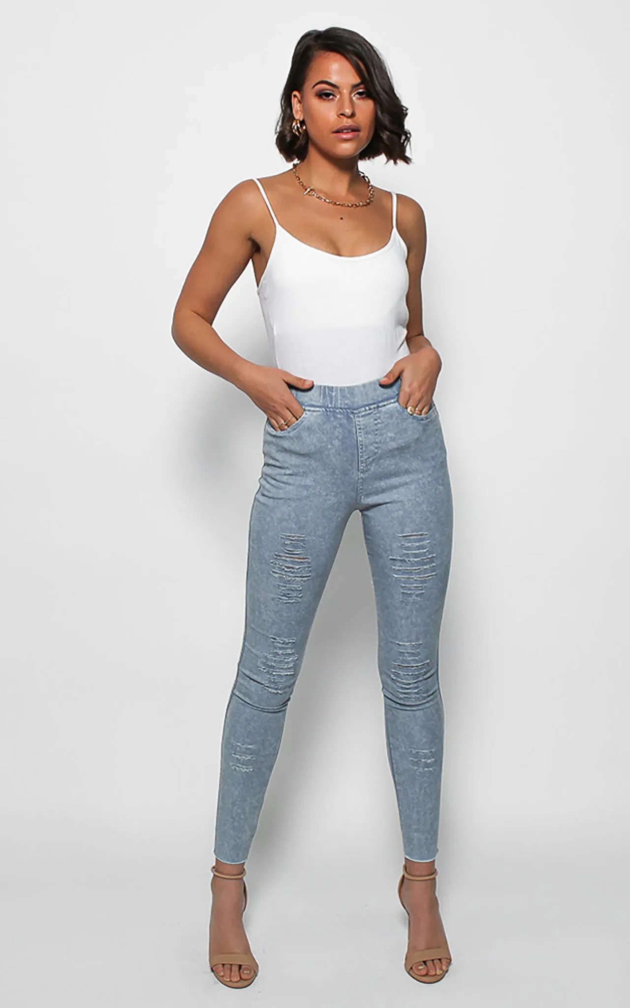 Margo Ripped Jeggings - Blue