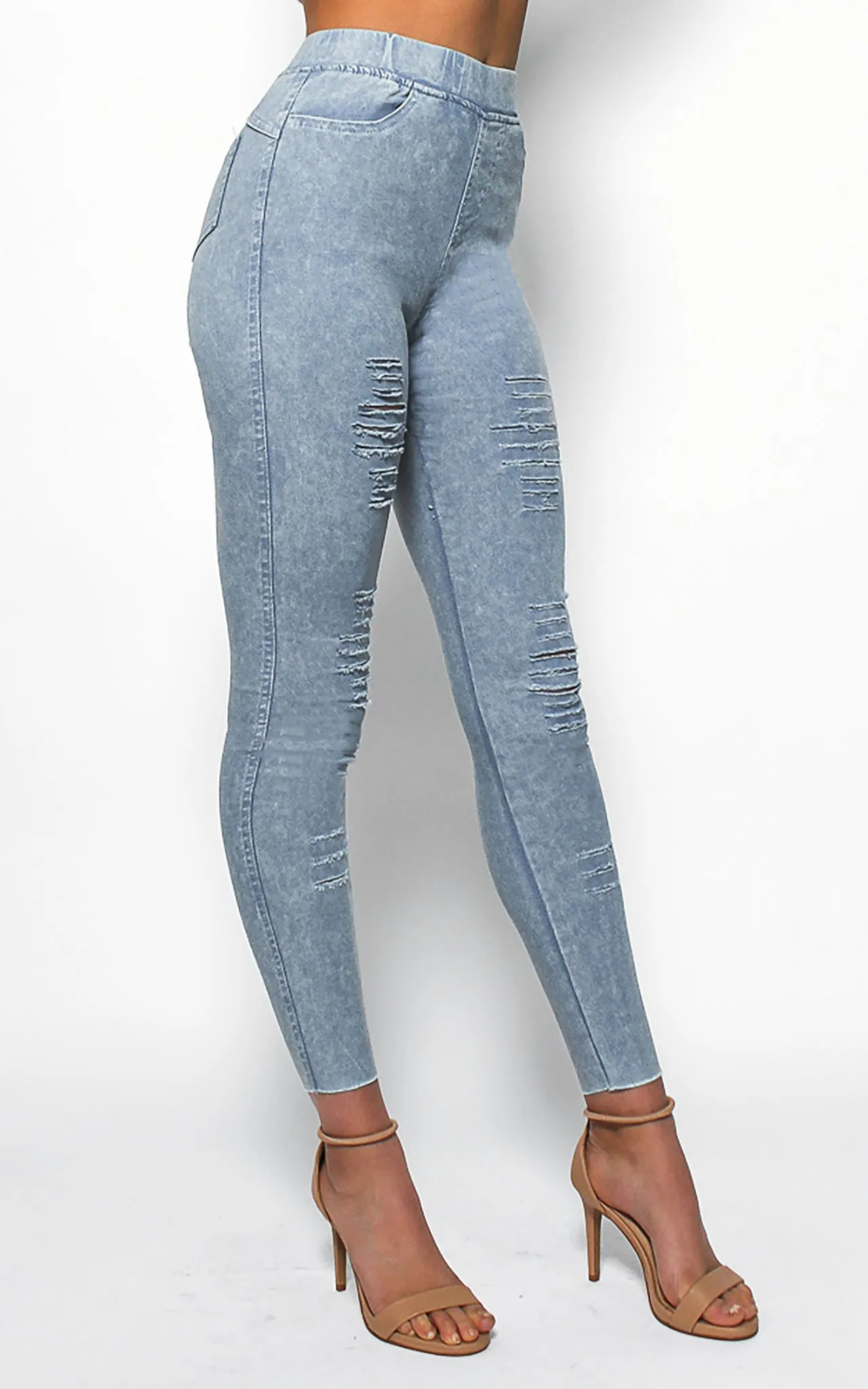 Margo Ripped Jeggings - Blue