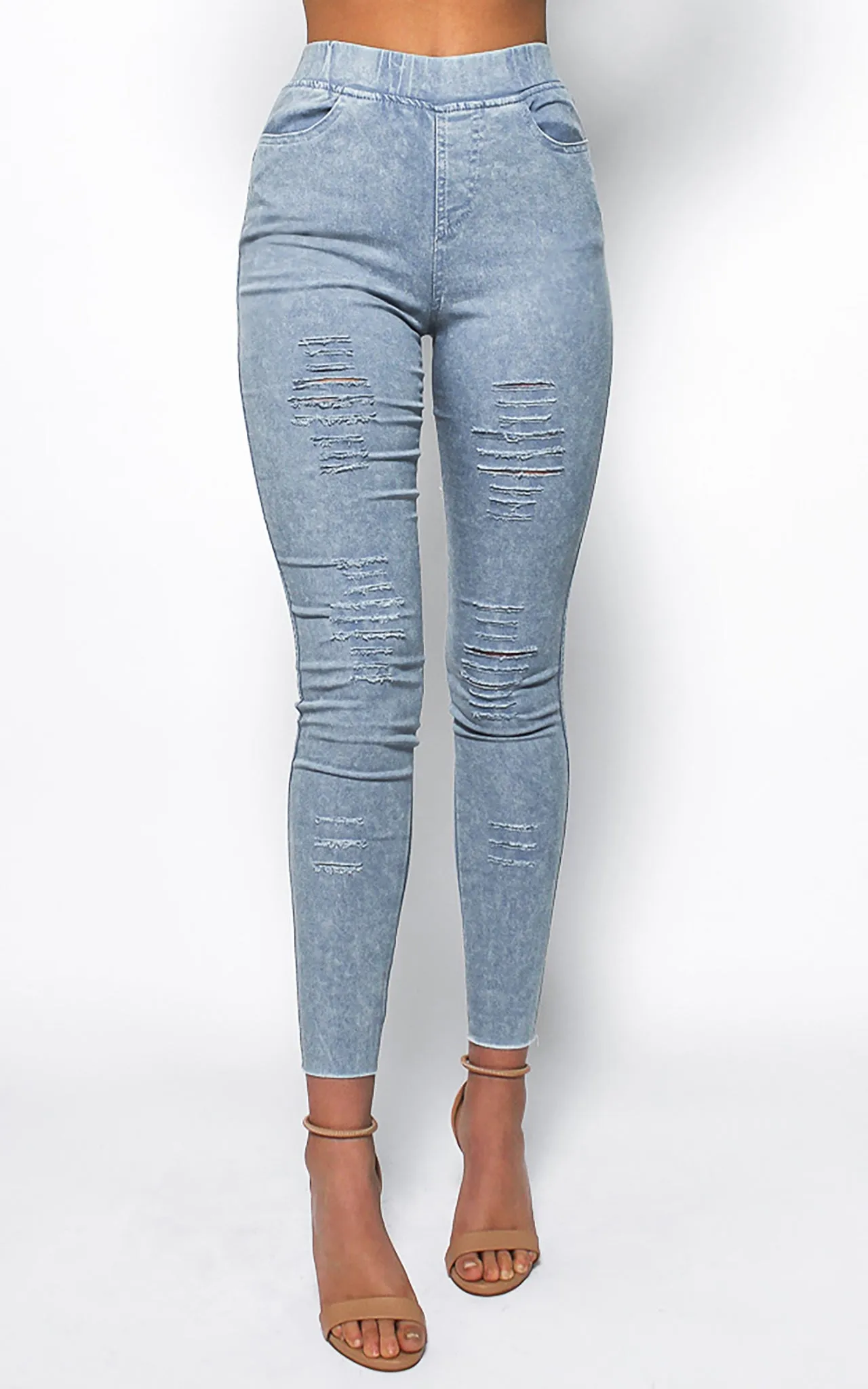 Margo Ripped Jeggings - Blue