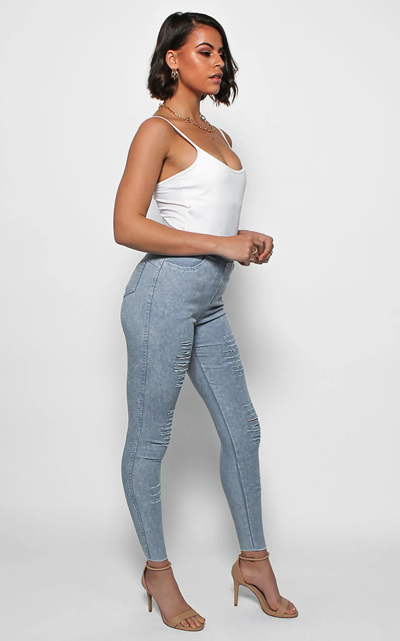 Margo Ripped Jeggings - Blue