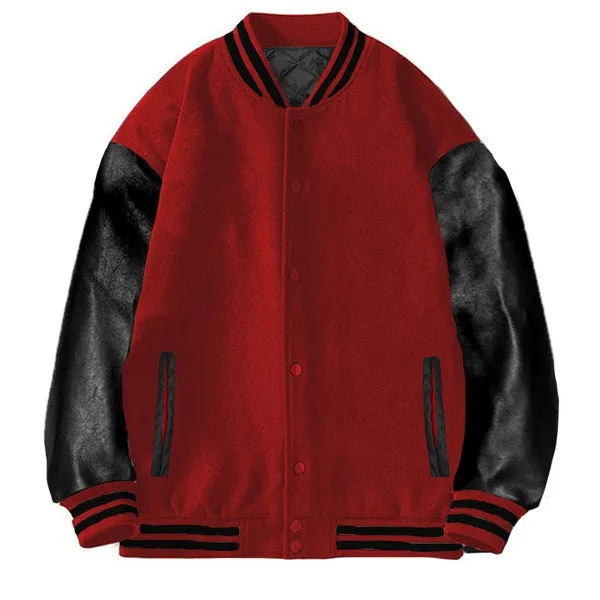 Men's Black & White Long Sleeve Letterman Varsity Jacket