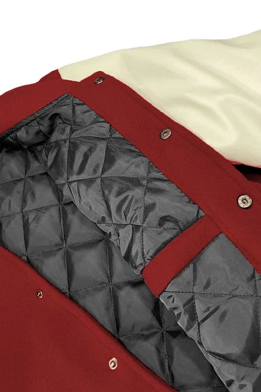 Men's Black & White Long Sleeve Letterman Varsity Jacket