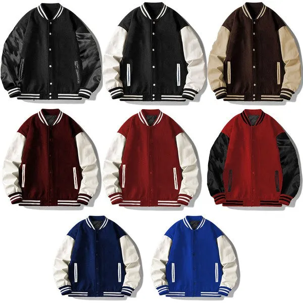 Men's Black & White Long Sleeve Letterman Varsity Jacket