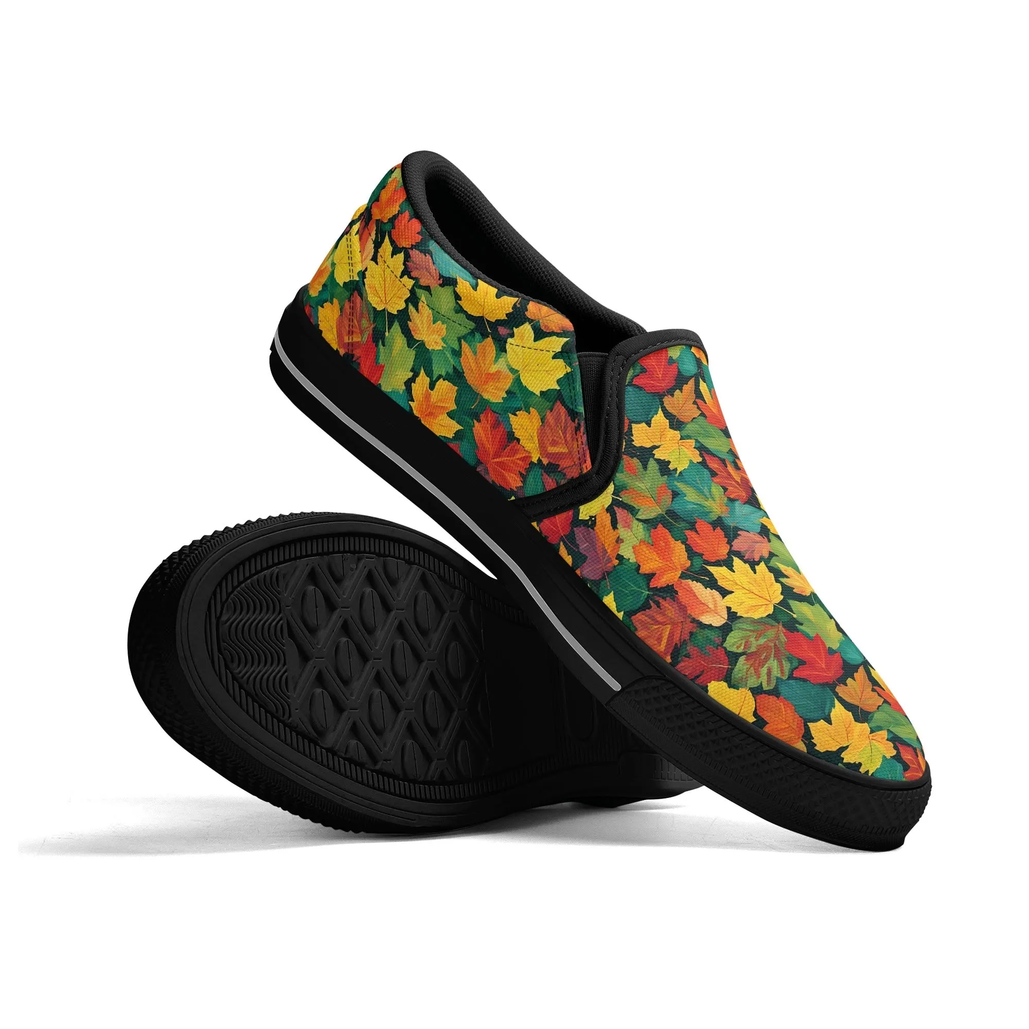 Mens Colorful Leaves Rubber Slip On Shoes