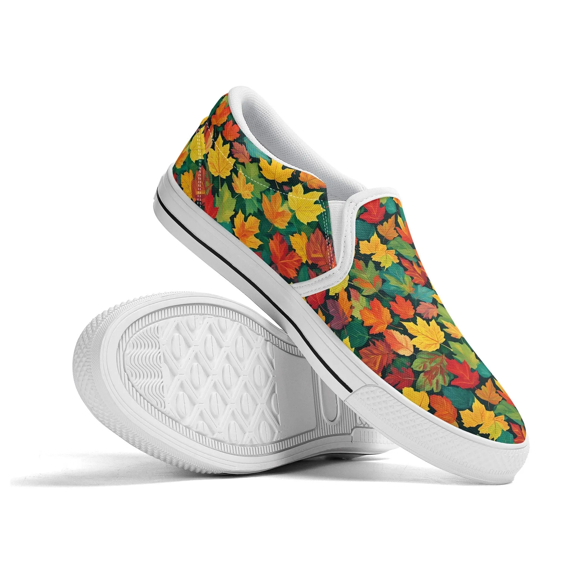 Mens Colorful Leaves Rubber Slip On Shoes