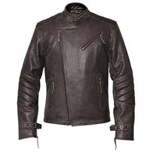 Mens Distressed Grey David Beckham Kendal Leather Jacket