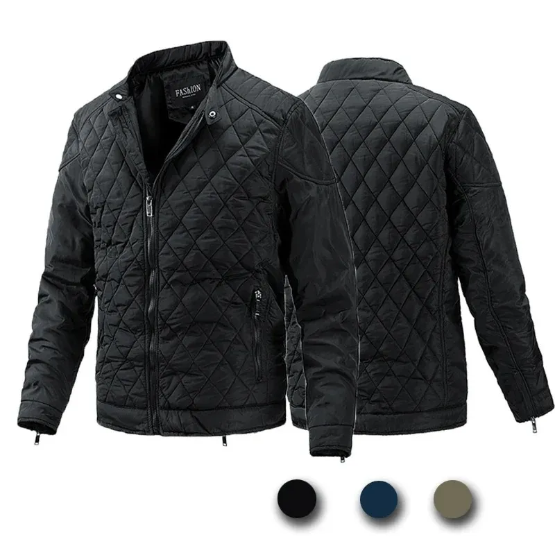 Men's quilted transitional jacket - diamond pattern, light, casual