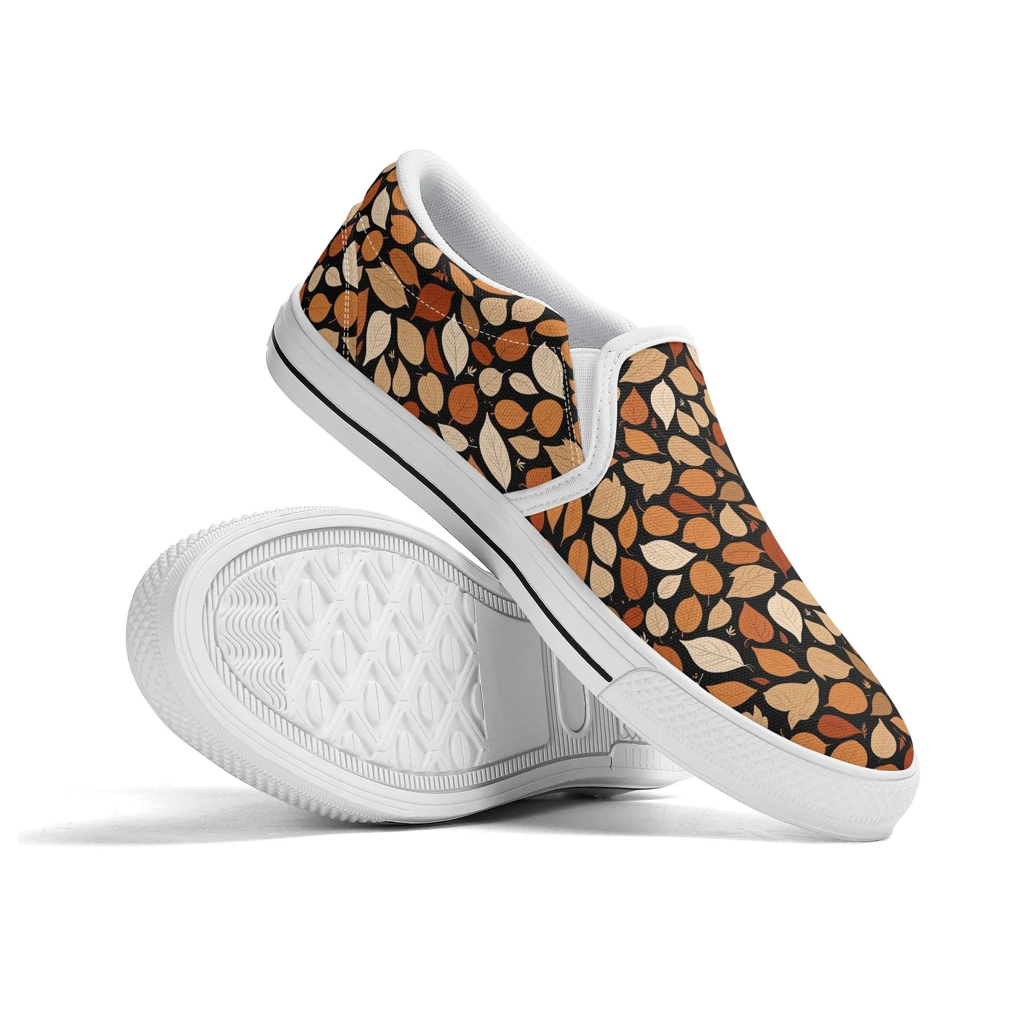 Mens Red Leaves Rubber Slip On Shoes