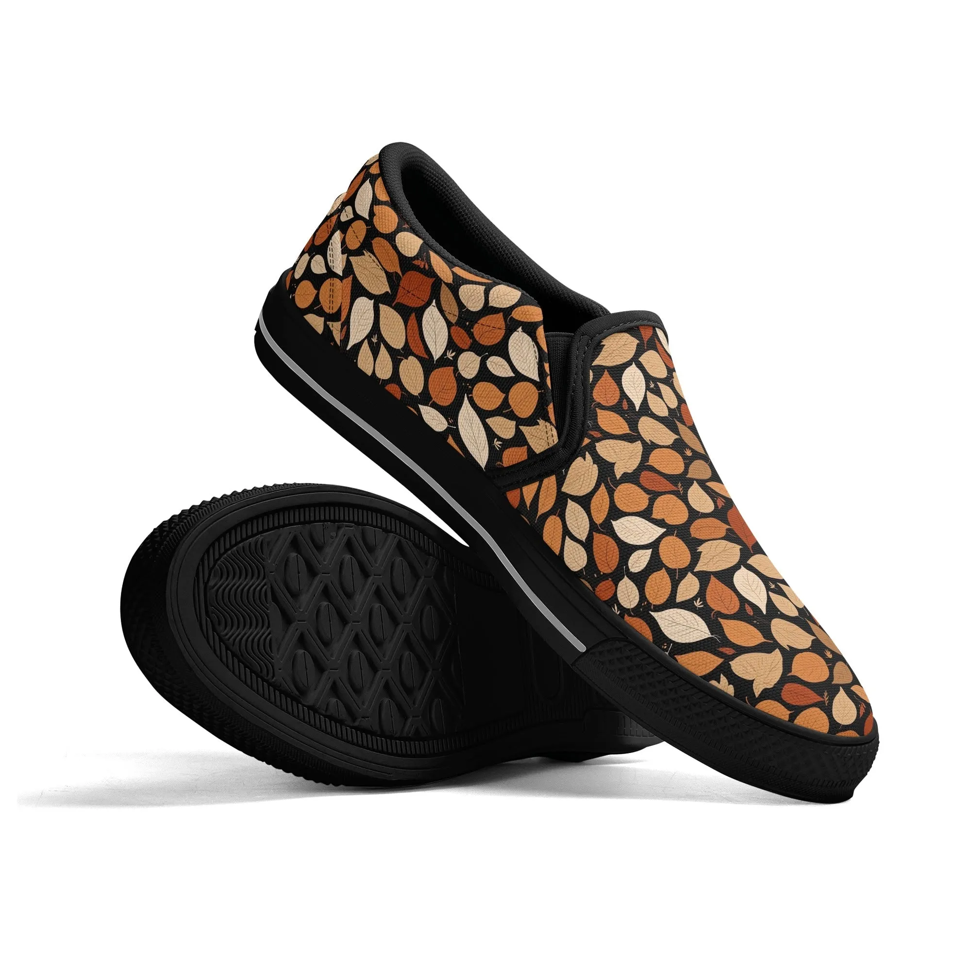 Mens Red Leaves Rubber Slip On Shoes