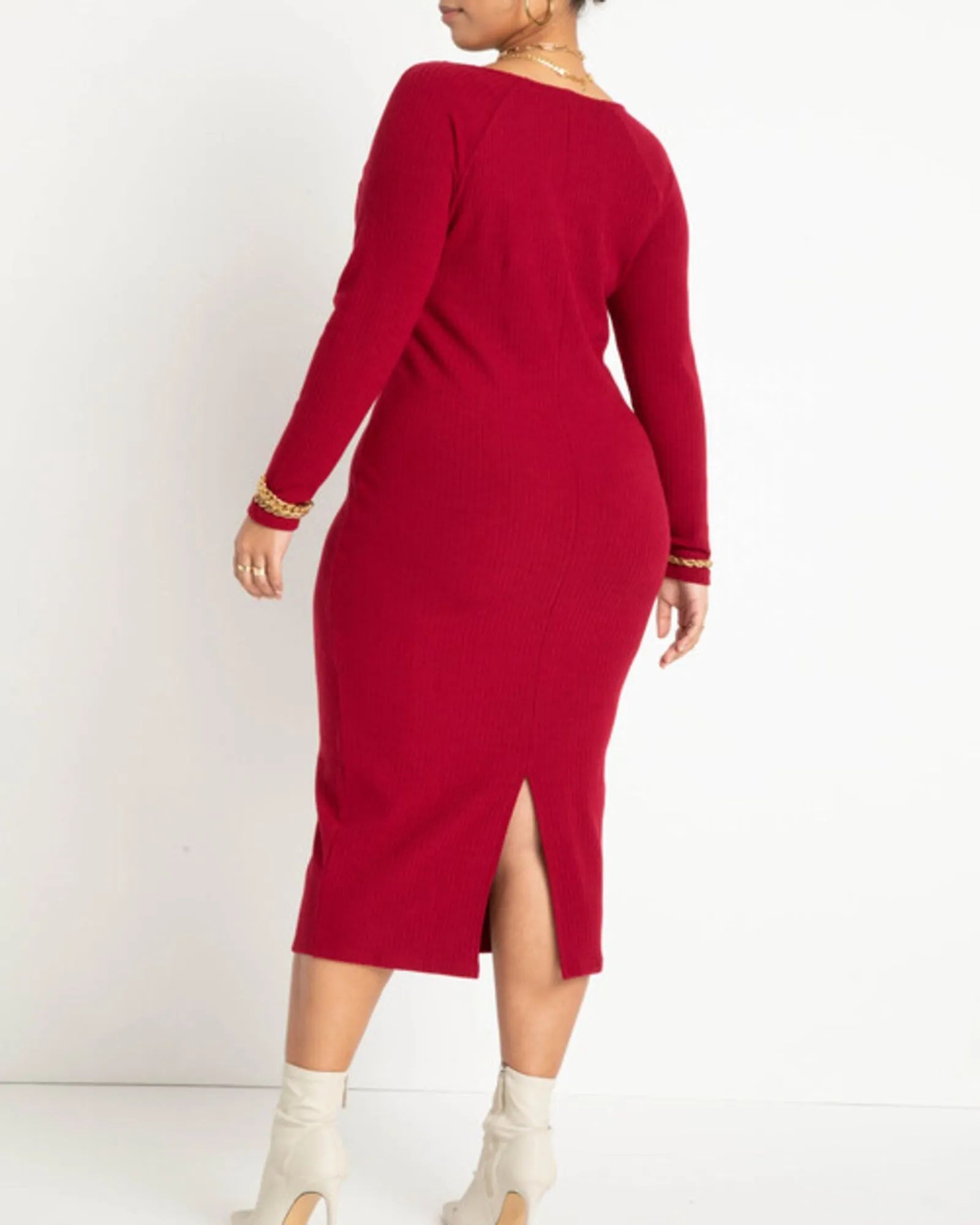 Mila Sweater Knit Midi Dress | Biking Red