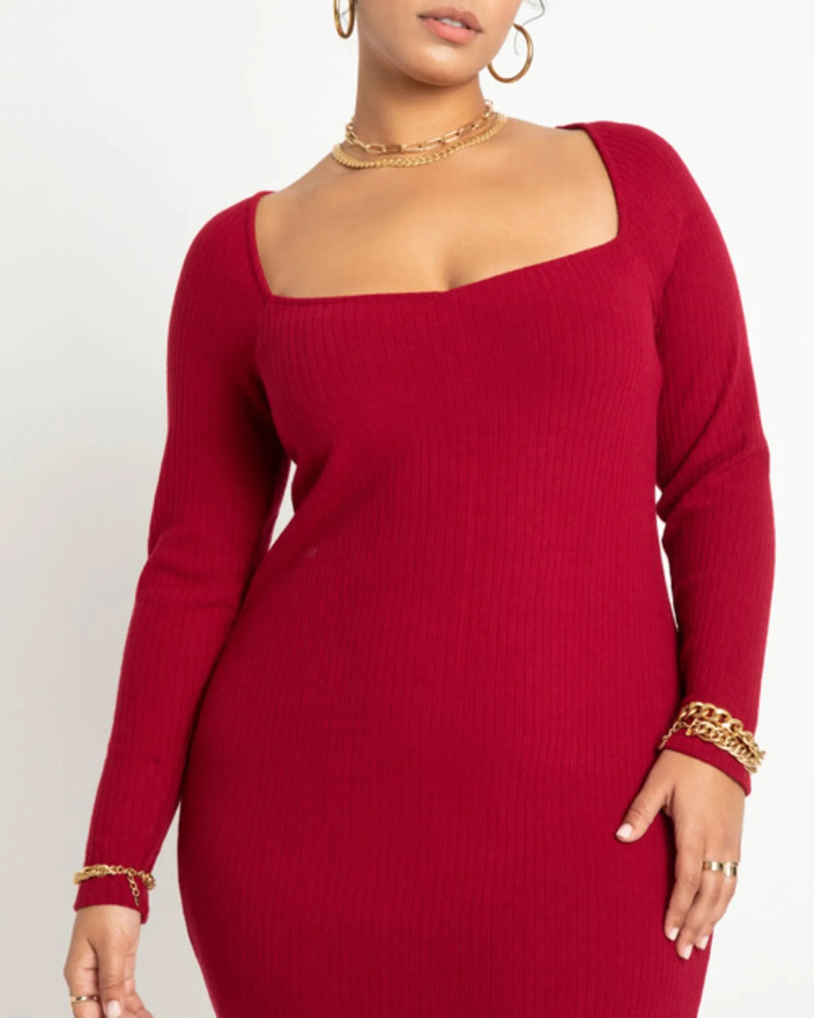 Mila Sweater Knit Midi Dress | Biking Red