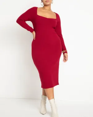 Mila Sweater Knit Midi Dress | Biking Red