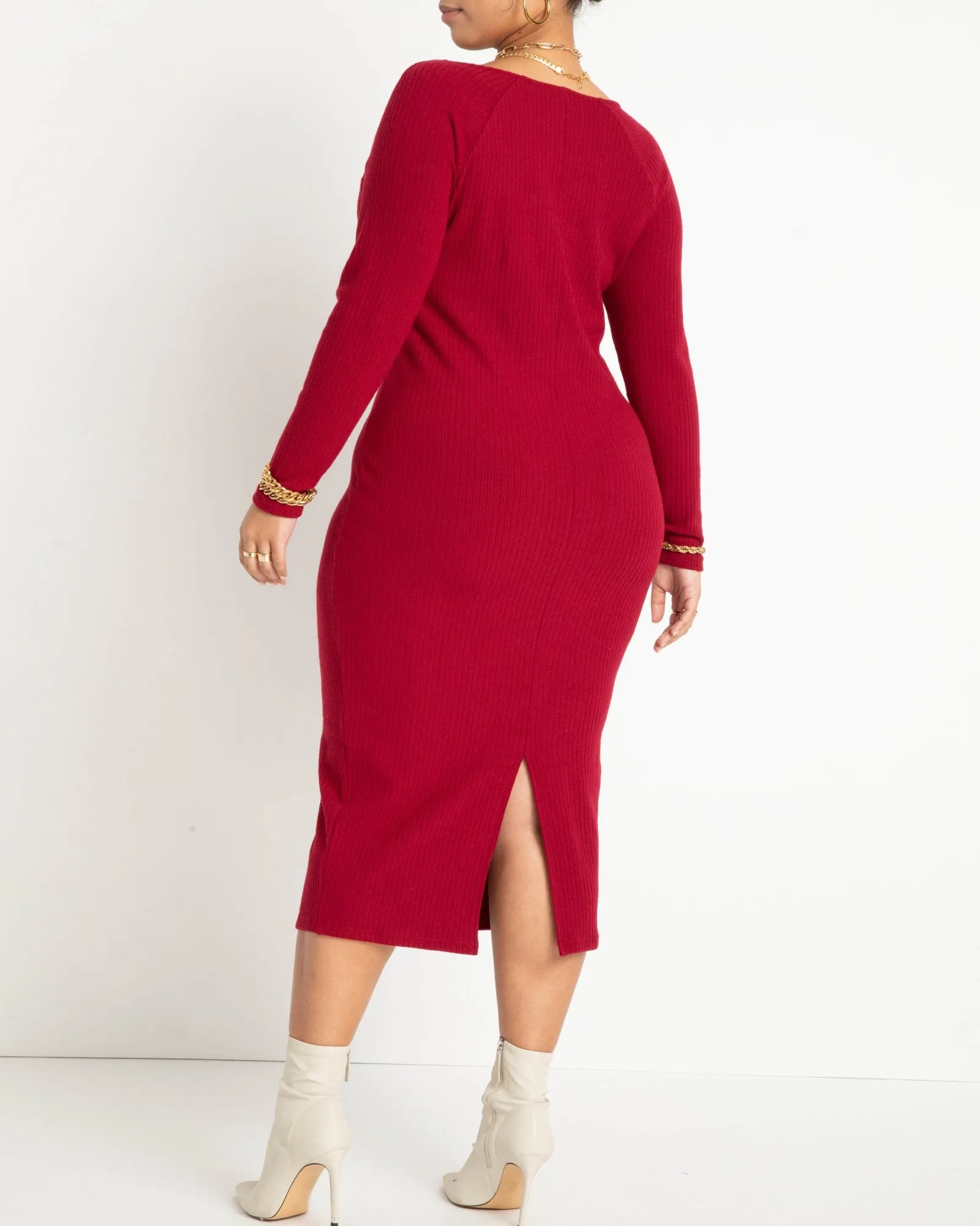 Mila Sweater Knit Midi Dress | Biking Red
