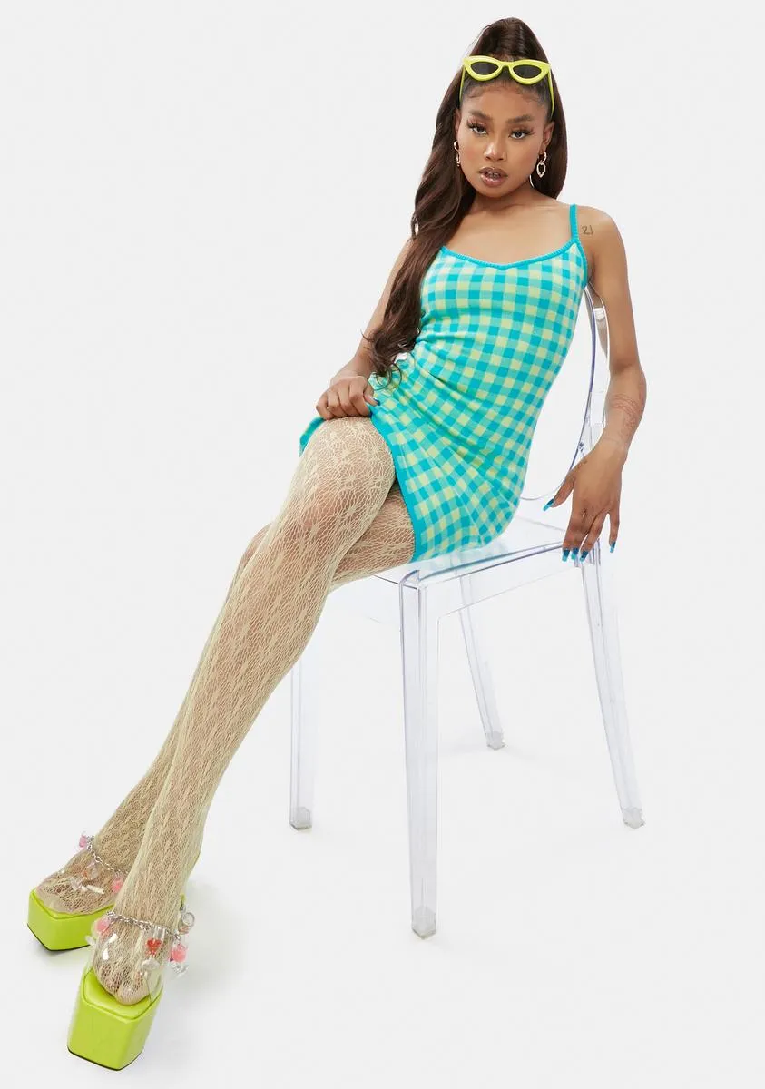 Mint Hard To Forget Checkered Mini Dress